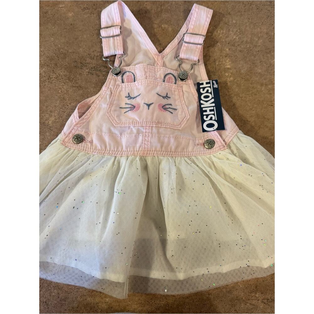 OshKosh B'gosh Pink Bunny Tulle Overall Skirt Size 12M - Picture 3 of 7